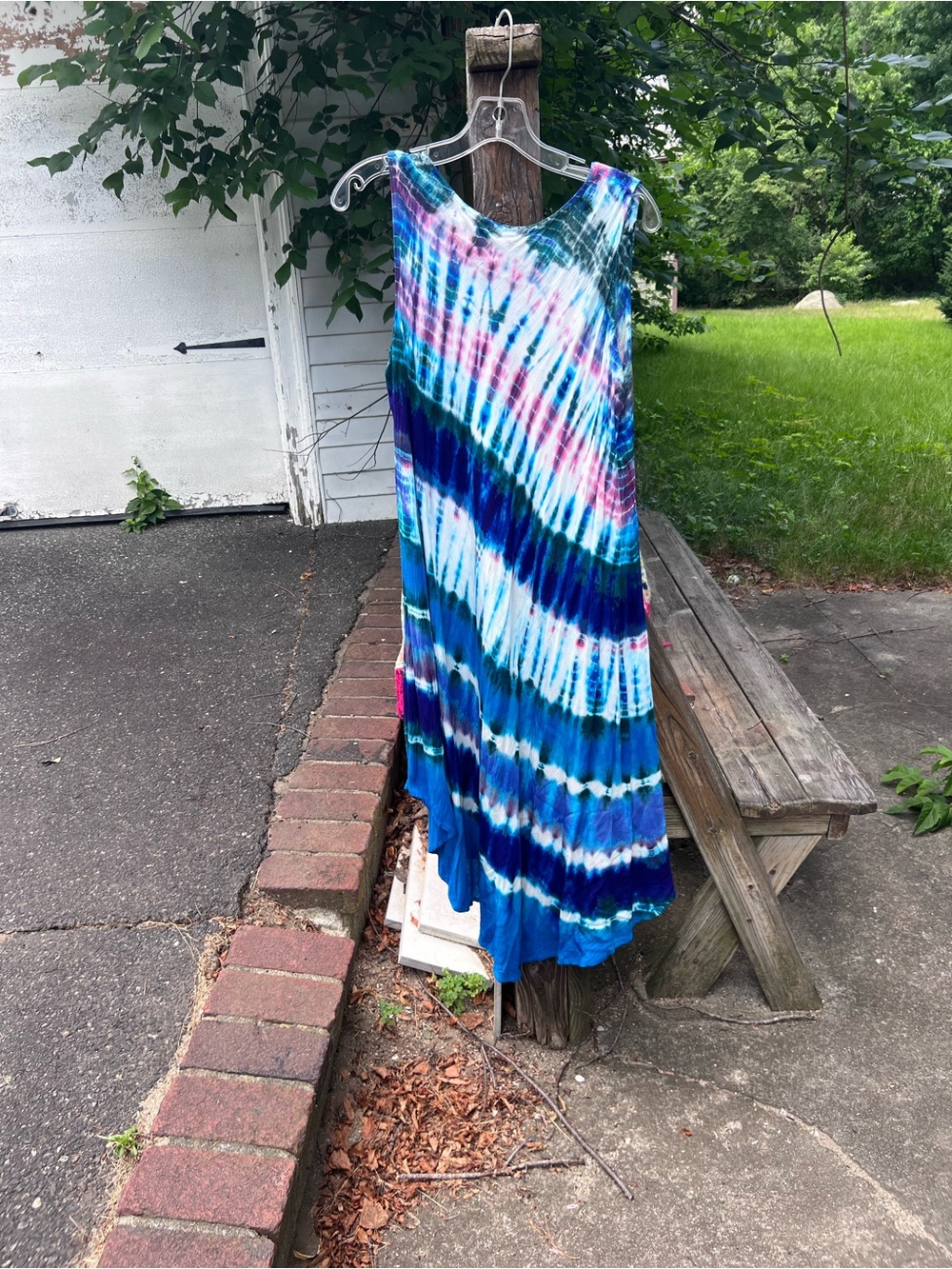 Sacred Threads Blue, Teal & Pink Tie-Dye Maxi Dress